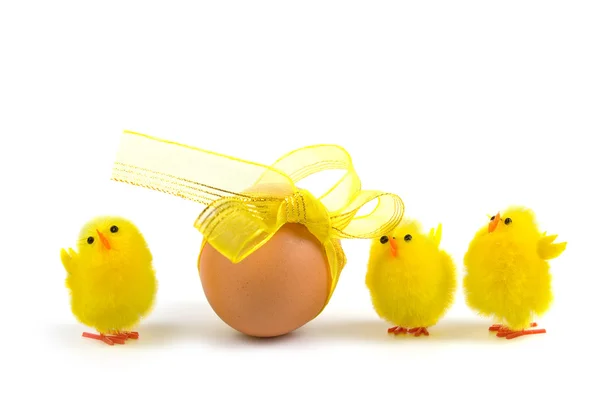 Пасхальное яйцо и куры — стоковое фото
