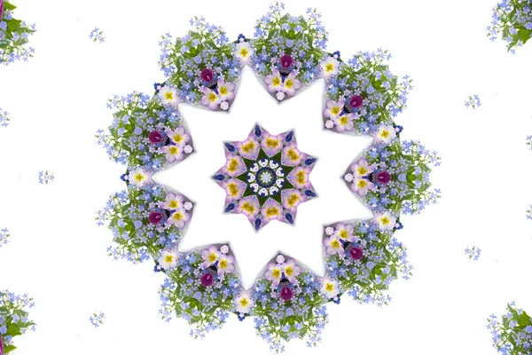Kaleidoskop Strauß Frühlingsblumen Auf Weißem Hintergrund — Stockfoto