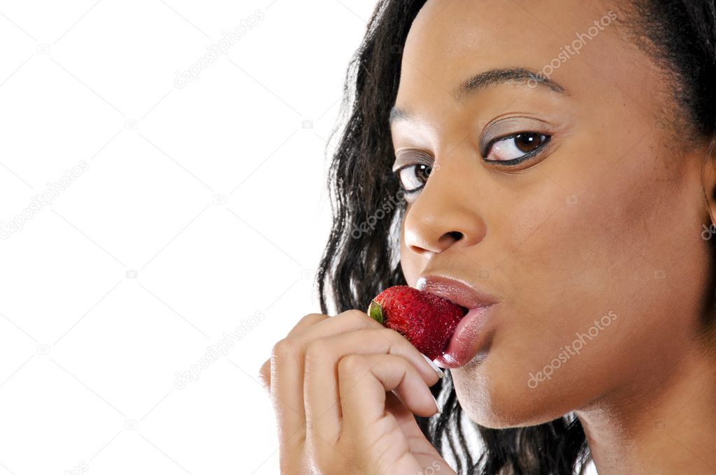 Woman Eating a Strawberry