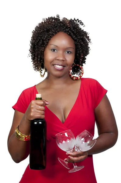 Donna con vino — Foto Stock