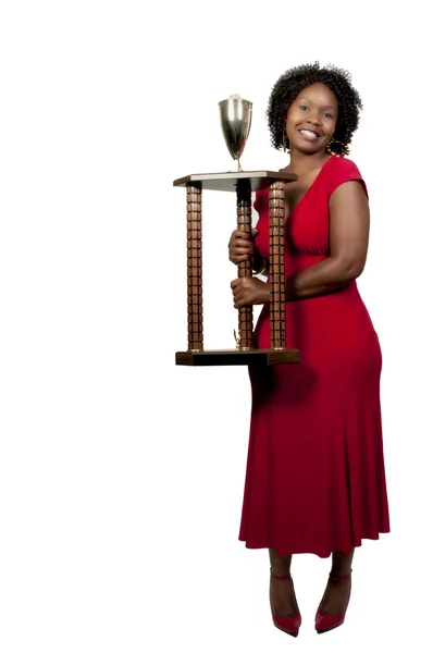 Kobieta z trofeum — Zdjęcie stockowe