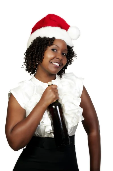 Mujer con vino navideño — Foto de Stock