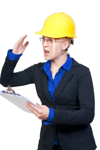 Женщина-строитель — стоковое фото