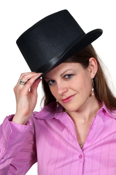 Woman Wearing a Top hat — Stock Photo, Image