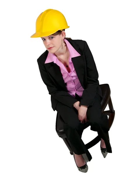 Kvinnlig Byggnadsarbetare Jobb Webbplats — Stockfoto