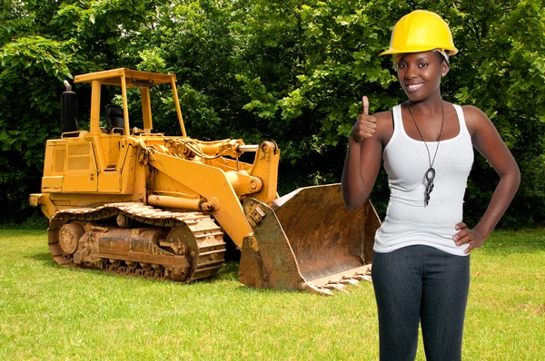 黒人女性のアフリカ系アメリカ人の建設労働者 — ストック写真