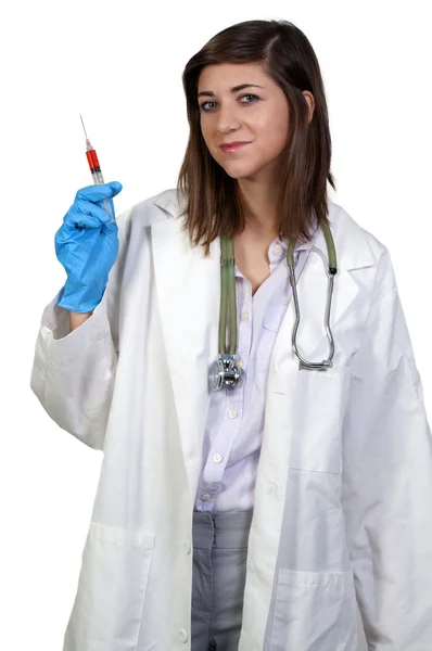 Vrouwelijke arts met spuit — Stockfoto