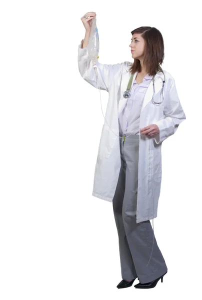 Uma Bela Jovem Médica Segurando Saco — Fotografia de Stock