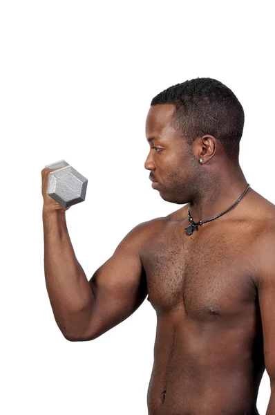 Black African American Man Lifting Weight — Stock Photo, Image