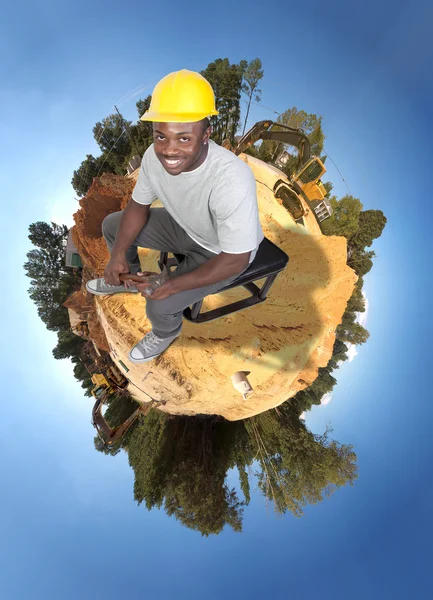 Siyah inşaat işçisi — Stok fotoğraf
