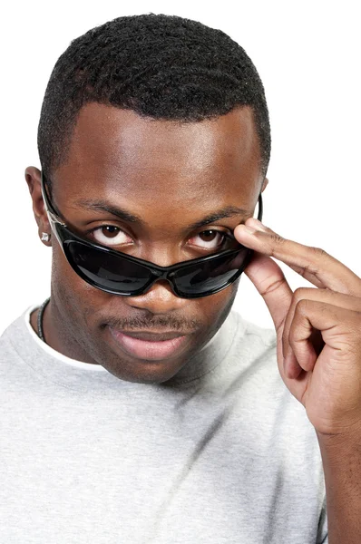 Zwarte man zonnebril — Stockfoto