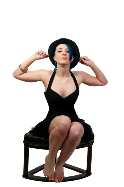 Beautiful Young Actress Dancer Wearing Top Hat — Stock Photo, Image