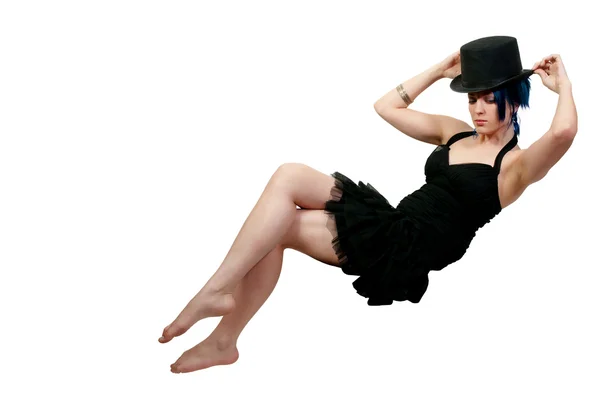 Uma Bela Jovem Atriz Dançarina Vestindo Chapéu Superior — Fotografia de Stock