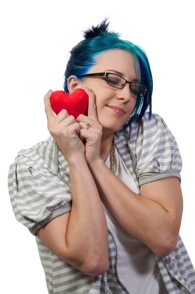 Beautiful Young Woman Holding Valentines Day Heart — Stock Photo, Image