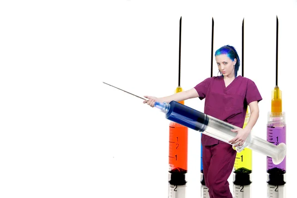 Doktor s injekční stříkačkou — Stock fotografie