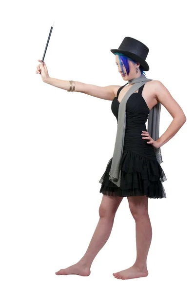 Kvinna magikern bär en hatt — Stockfoto