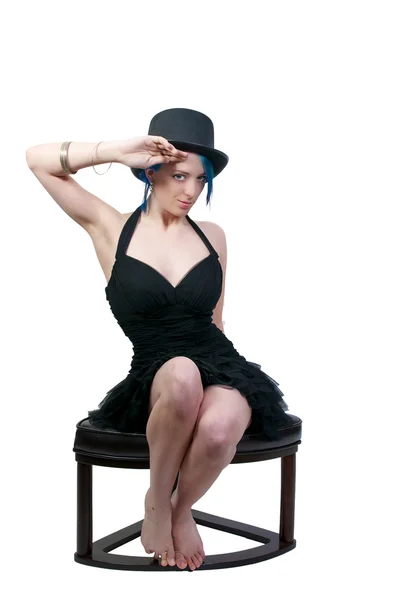 Silindir şapka takan bir kadın — Stok fotoğraf
