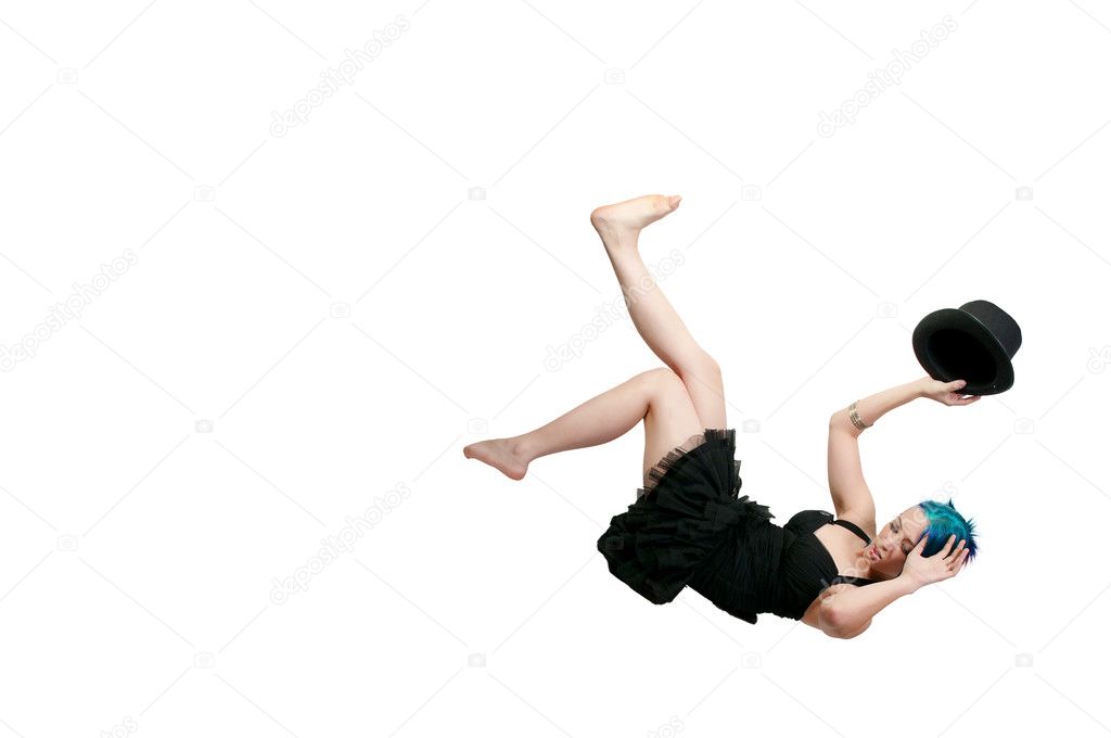 Falling Woman Wearing a Top hat — Stock Photo © robeo123 #5042104