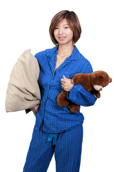 Woman with Teddy Bear — Stock Photo, Image