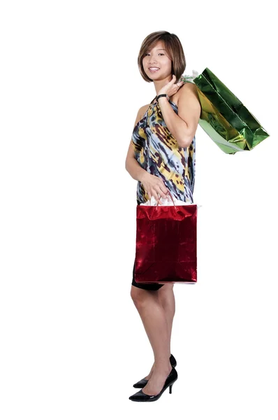 Asian Woman Shopping Bags — Stock Photo, Image