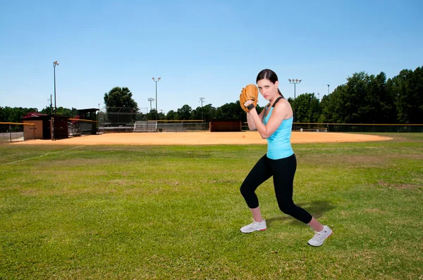 Kvinna basebollspelare — Stockfoto
