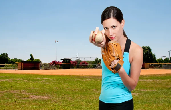 Mujer jugador de béisbol — Foto de Stock