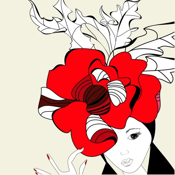 Vrouw met rode hoed — Stockvector