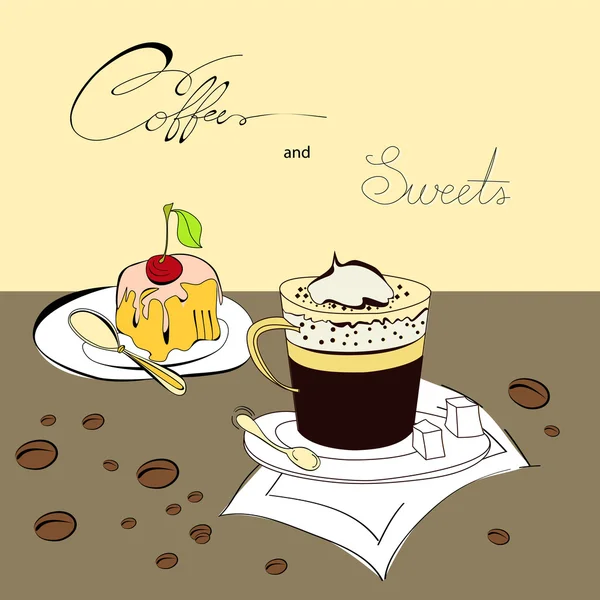 Coffee and sweets — Stock Vector