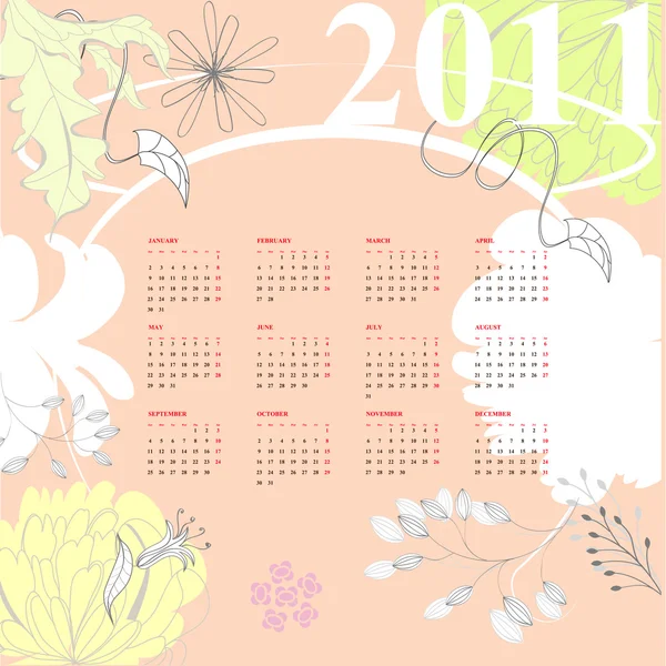 Kalender voor 2011 — Stockvector