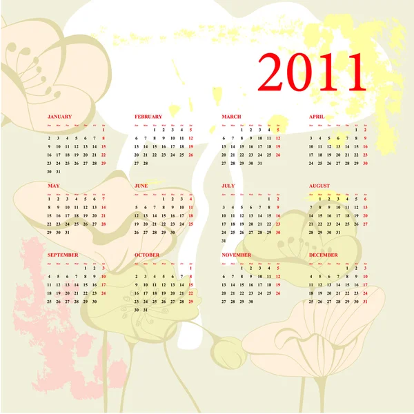 Романтичний календар на 2011 рік — стоковий вектор