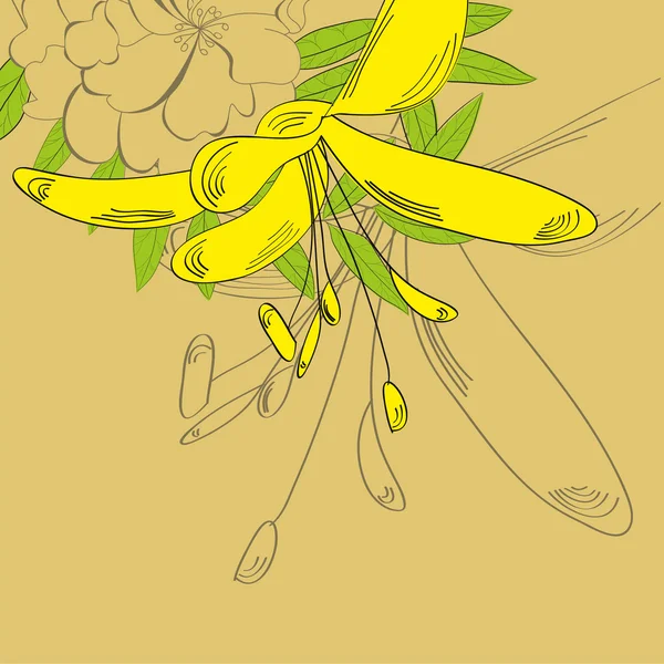 Fondo con flor amarilla — Vector de stock