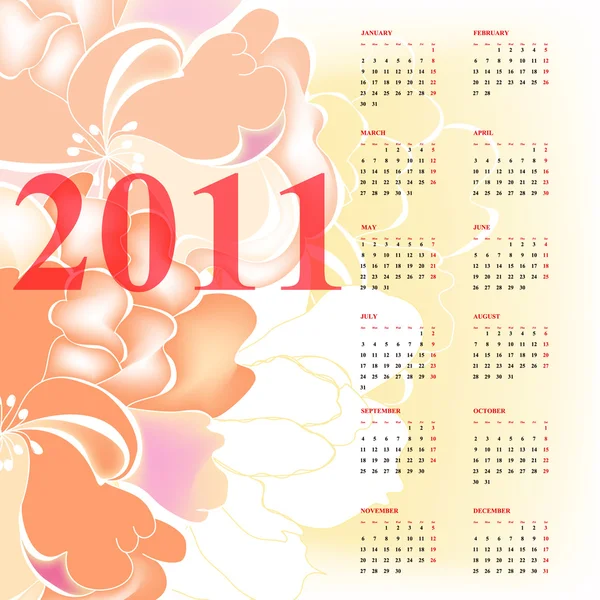 Romantischer Kalender für 2011 — Stockvektor