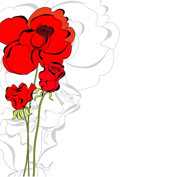 Röda rosenblommor — Stock vektor