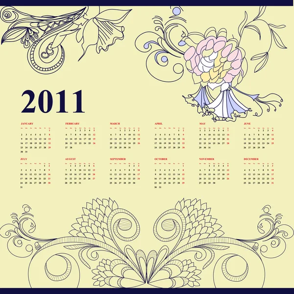 Wzór kalendarza na rok 2011 — Wektor stockowy