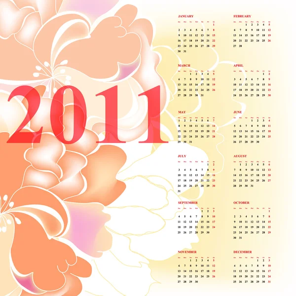 Romantic calendar for 2011 — Stock Vector