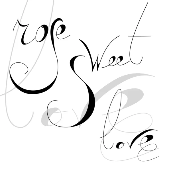 Inscription Rose, Amour, Doux — Image vectorielle