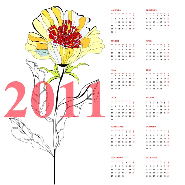 2011 年のカレンダー — ストックベクタ