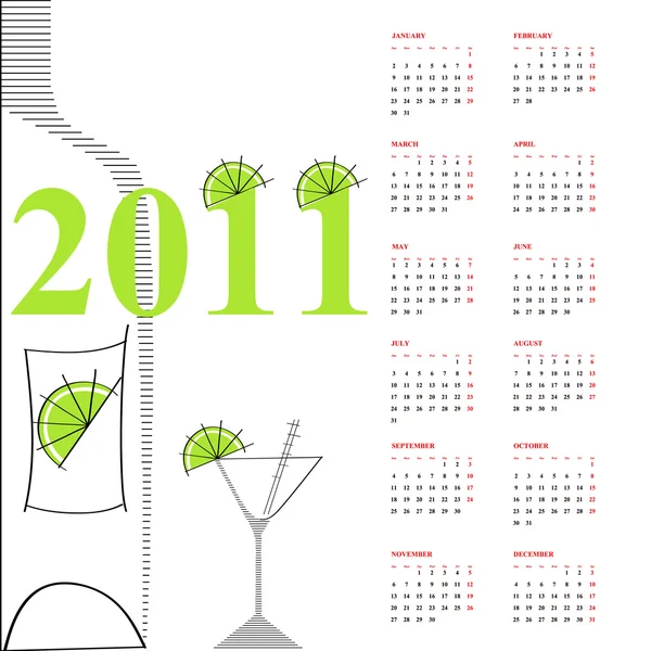 Modelo para o calendário 2011 —  Vetores de Stock