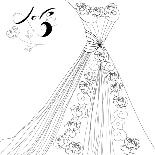 Gaun pengantin - Stok Vektor