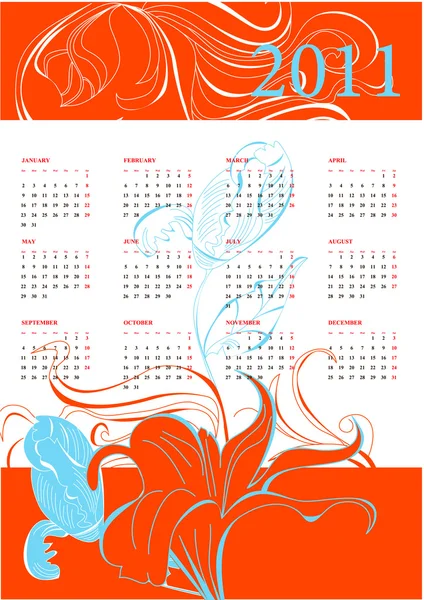 Calendario colorato per il 2011 — Vettoriale Stock