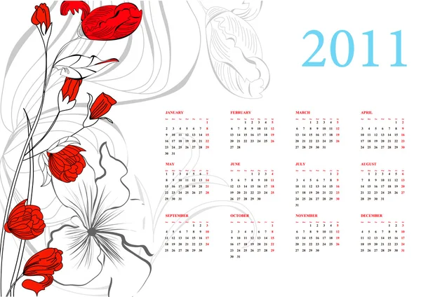 Romantické kalendář pro rok 2011 — Stockový vektor