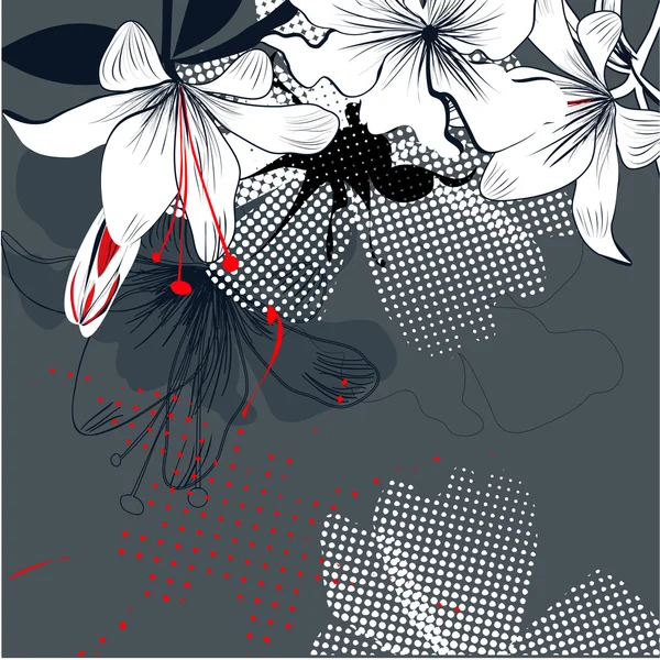 与白百合鲜花背景 — 图库矢量图片