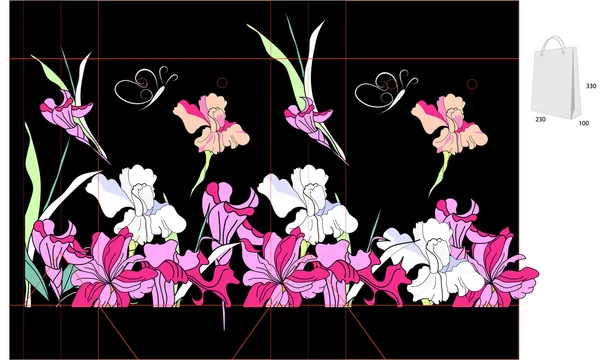 Διακοσμητικά τσάντα με λουλούδια Ίρις — Διανυσματικό Αρχείο