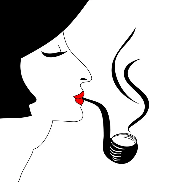 Dohányzó nő portréja — Stock Vector