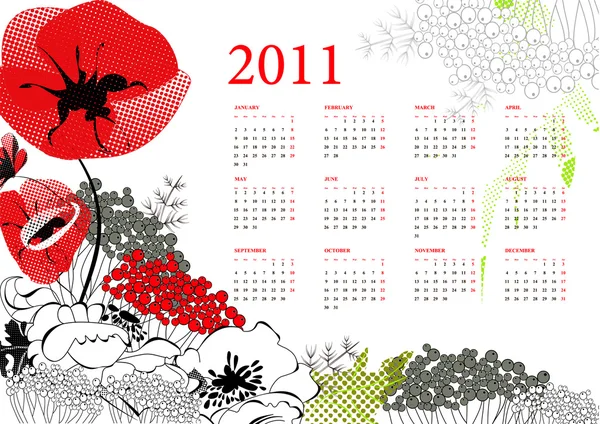 Calendario per il 2011 — Vettoriale Stock