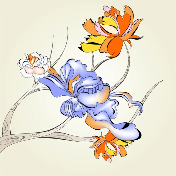 Árbol decorativo con flores — Vector de stock