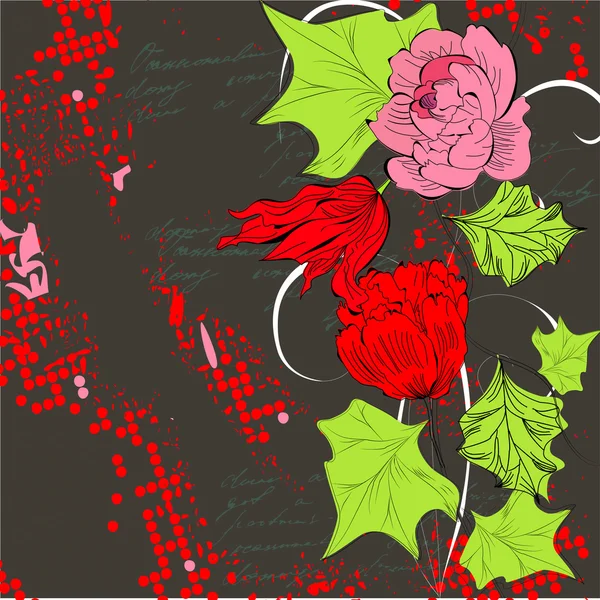 Kleurrijke achtergrond met bloemen — Stockvector