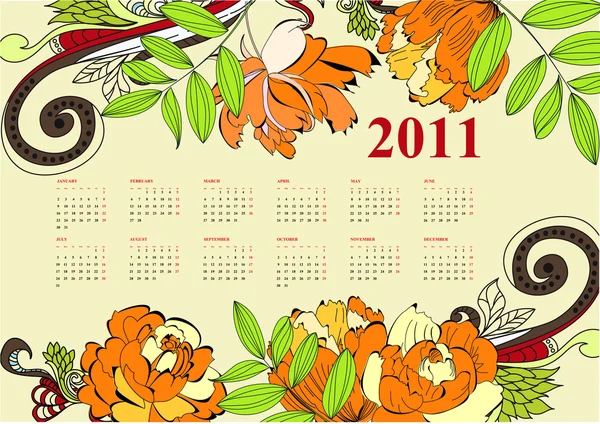 Calendrier vintage pour 2011 — Image vectorielle