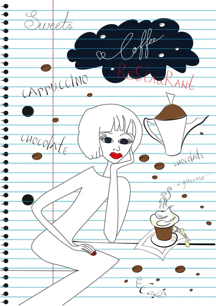 Kvinna med en kopp kaffe — Stock vektor