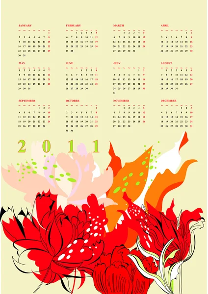 Sjabloon voor kalender voor 2011 — Stockvector